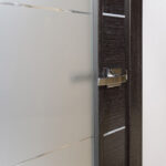 Arazzinni Avanti Vetro Interior Door in a Black Apricot Finish with Silver Strips and Frosted Glass 4