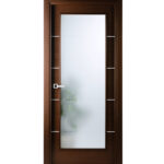 Arazzinni Mia Vetro Interior Door in a Wenge Finish with Silver Strips and Frosted Glass