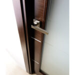 Arazzinni Mia Vetro Interior Door in a Wenge Finish with Silver Strips and Frosted Glass 6