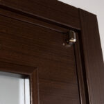 Arazzinni Mia Vetro Interior Door in a Wenge Finish with Silver Strips and Frosted Glass 7