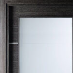 Arazzinni Avanti Vetro Interior Door in a Black Apricot Finish with Silver Strips and Frosted Glass 6
