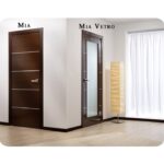 Arazzinni Mia Vetro Interior Door in a Wenge Finish with Silver Strips and Frosted Glass 2