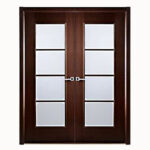 Aries-Mia–Interior-Double–Door-in-a-Wenge-Finish-with-Frosted-Glass-Panels